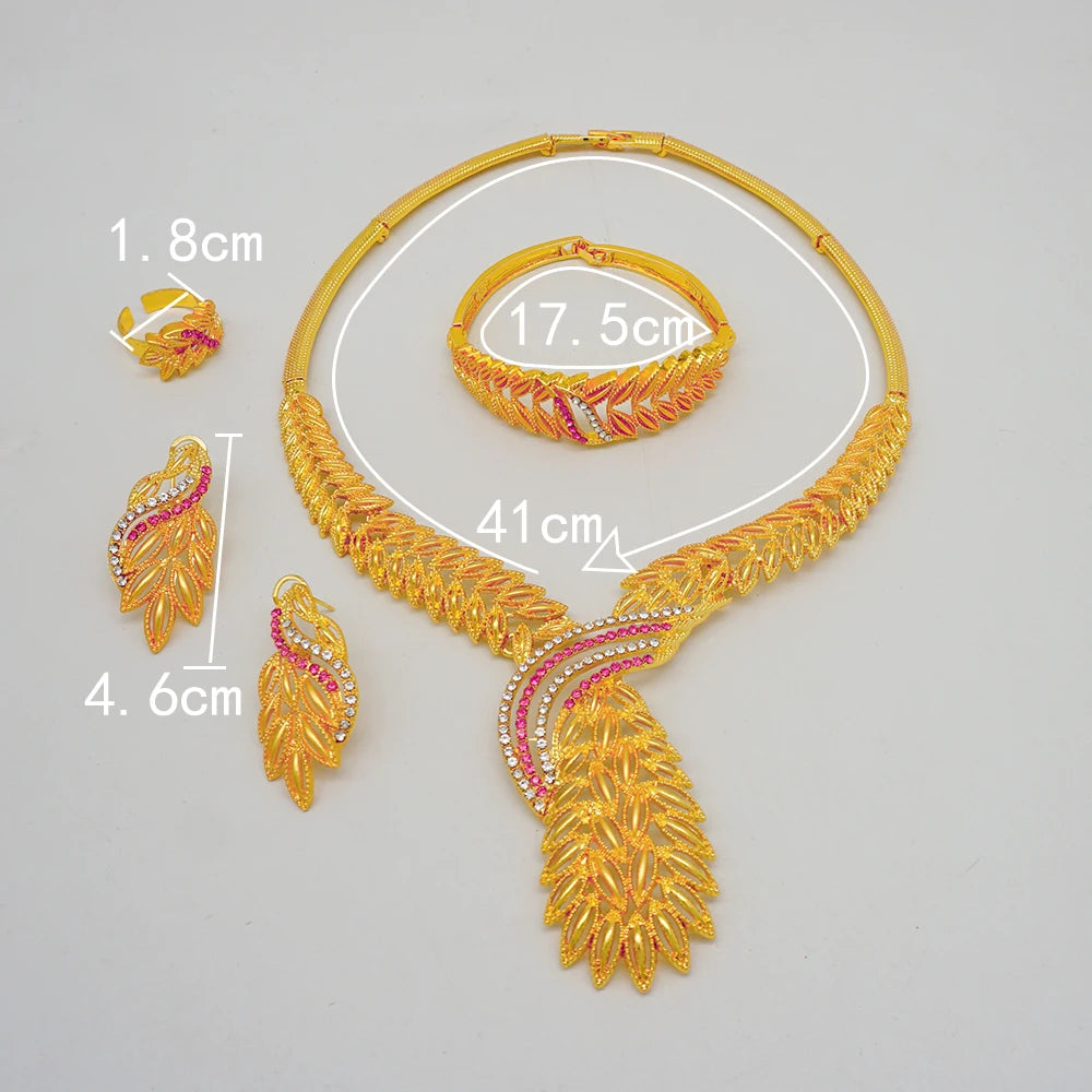 2023 Fine Jewelry Sets For Women Dubai Bridal Wedding Gifts Necklace Bracelet Earrings Ring Jewellery Set African Bead jewelry