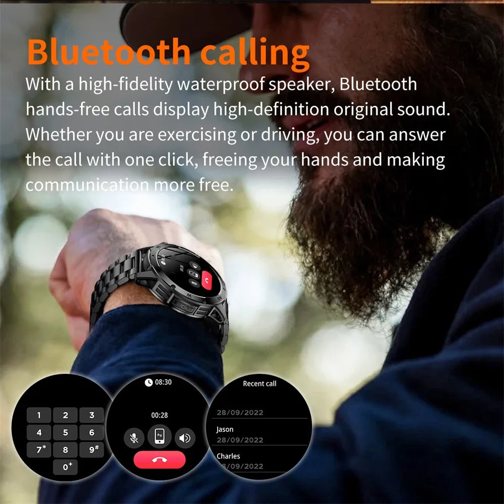 Outdoors Smart Watch Men Women BT Call Health Music 800Mah Battery Smartwatch Flashlight Compass Sports Fitness IP68 Waterproof
