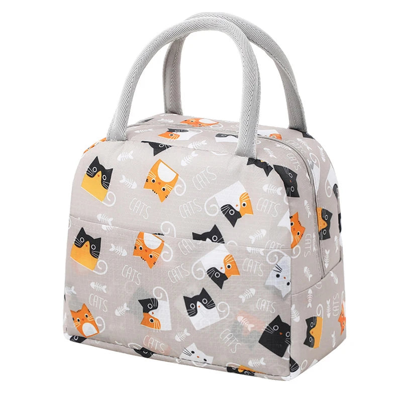 Large Capacity Lunch Bags Children's Cartoon Printed Lunch Bag Portable Picnic Tote Waterproof Heat Insulation Food Storage Bags