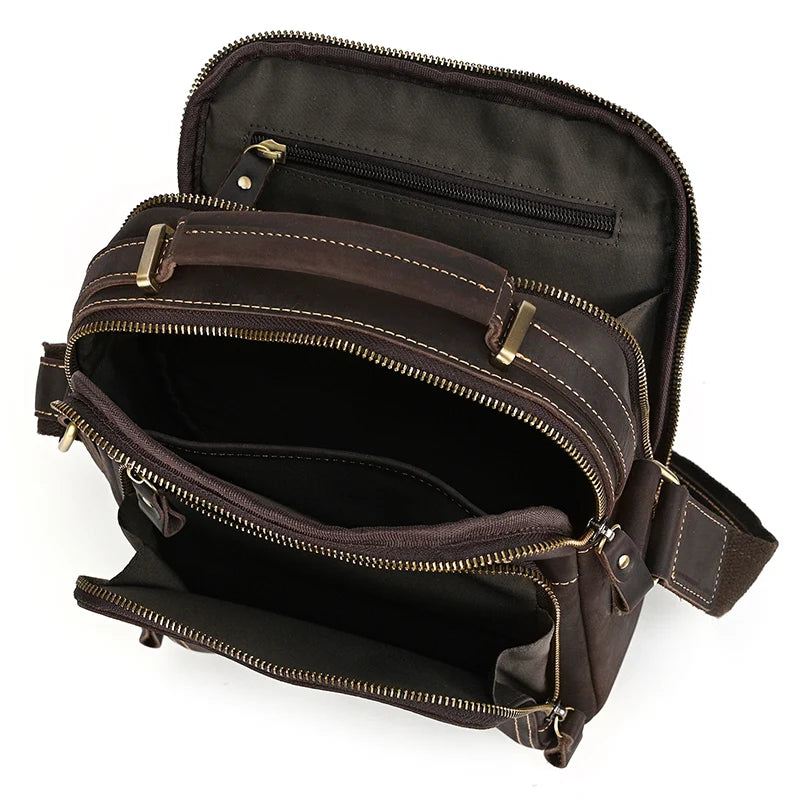 Newsbirds Leather Shoulder Bag Vintage Style Crossbody Bag Books School Bag Of Men Male Daily Messenger Bag Crazy Horse Skin
