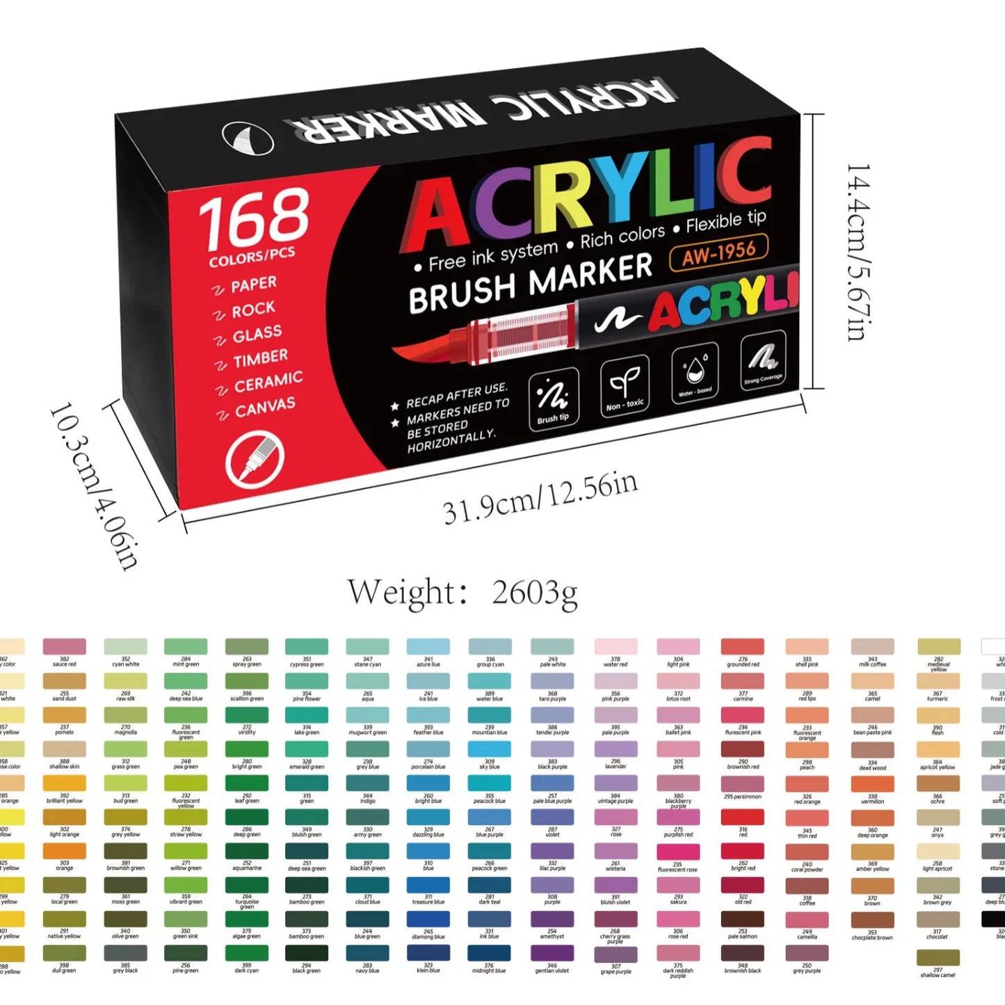 12-168 Colors Direct Liquid Marker Pen Set,DIY Hand Drawn,Graffiti Paint Art Acrylic Paint Pens,Perfect for Artist/Student