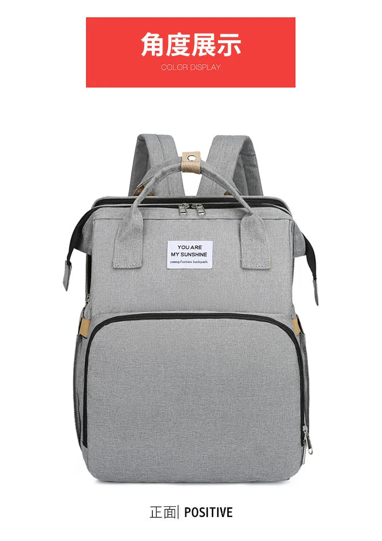 Folding Mommy Bag Multipurpose Portable Folding Crib Bed Large-capacity Baby Backpack Female Mommy Outting Bag Diaper Bags