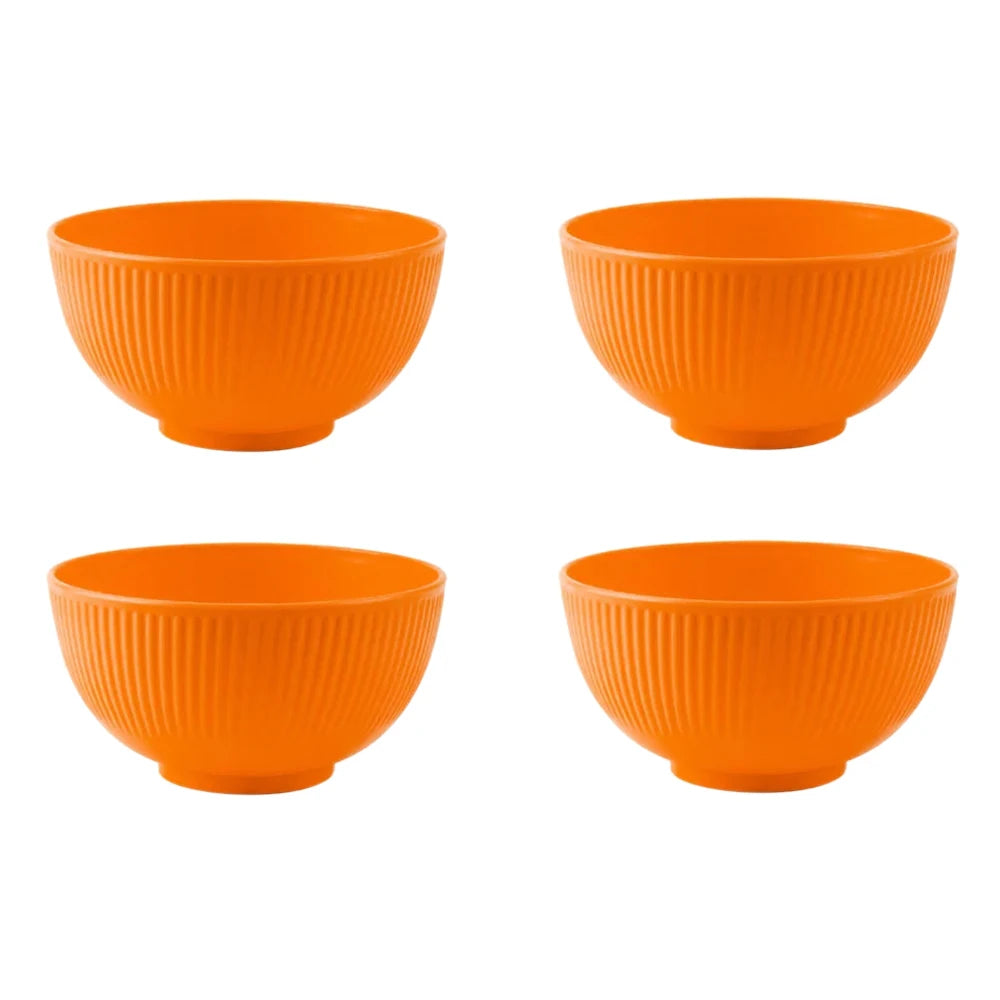 Orange 4/16Pcs Wheat Straw Dinnerware Ramen Bowl Dishes Full Plates Tableware Set Bowl Dinner Dishes Set Camping Dishes Sets