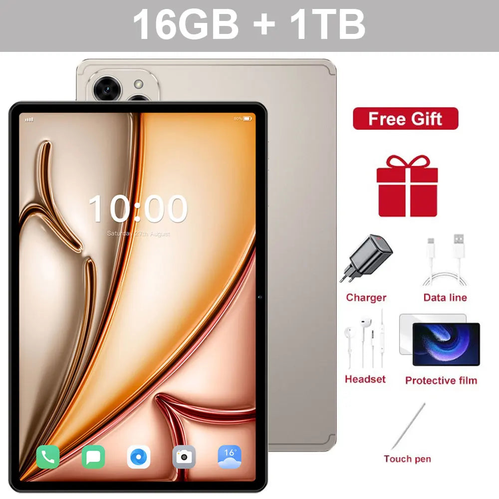 10.1" Tablet PC Pad 7SPro Original 5G Dual SIM Tablets Tab Android 15 22GB+2TB 10000mAh With keyboard Laptop For Kids Children's