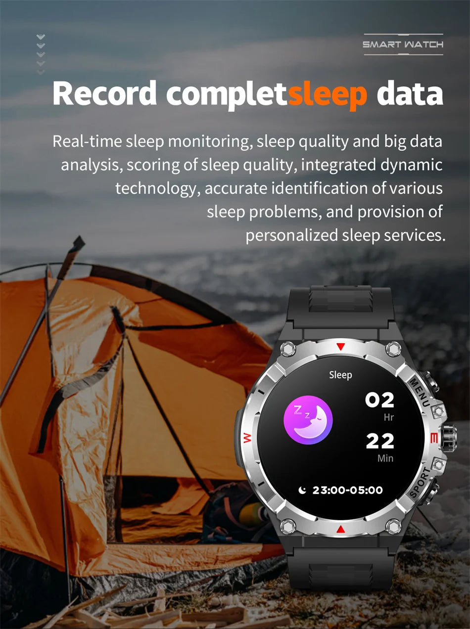 Military GPS Smart Watch Men AMOLED HD Screen Altitude Compass Heart Rate Sports Watch BT Calling IP68&10ATM Waterproof Watch