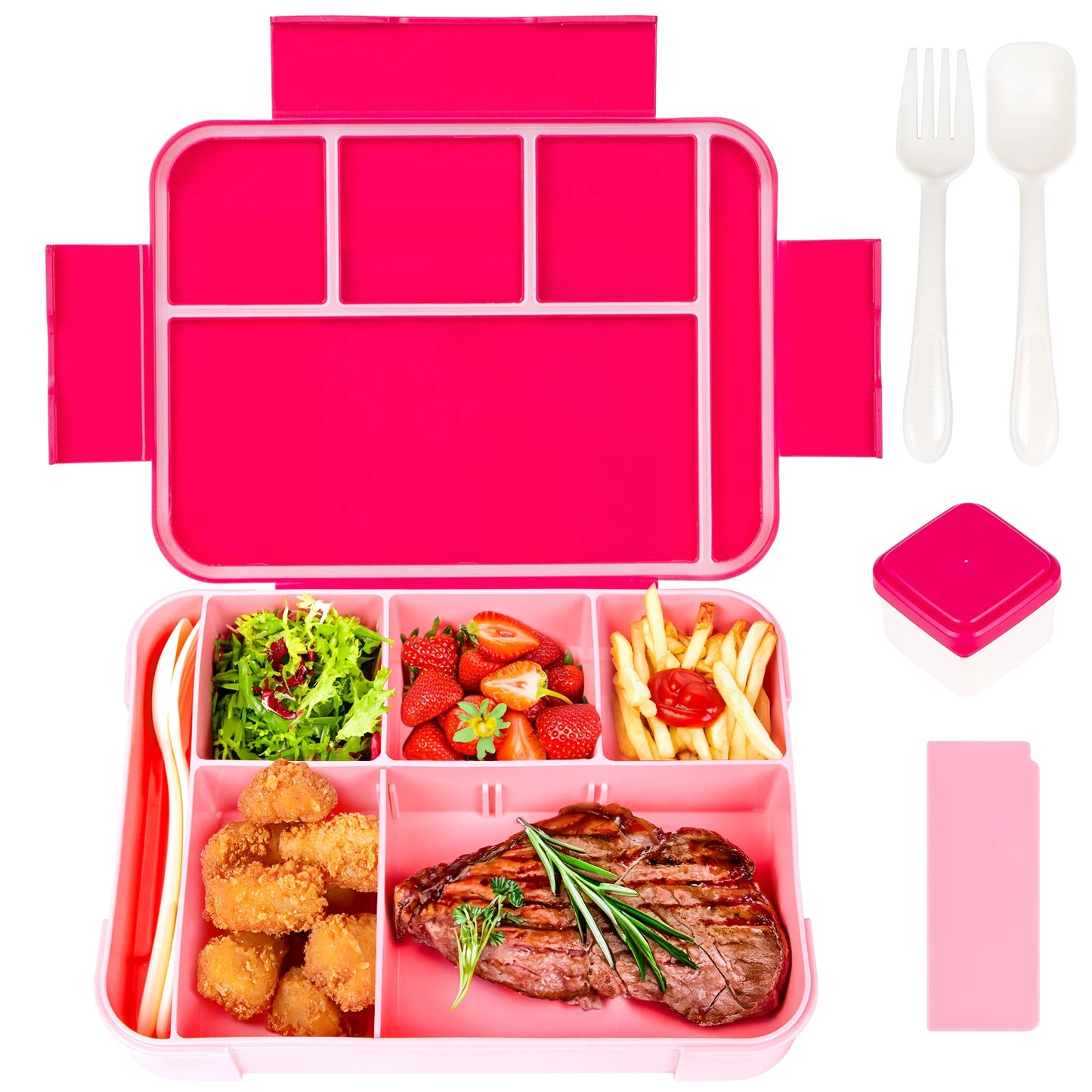 1330ML Lunch Box Adult Bento Boxes Food Containers with 6 Compartment and Tableware For Snack Work School Microwave Oven Heating