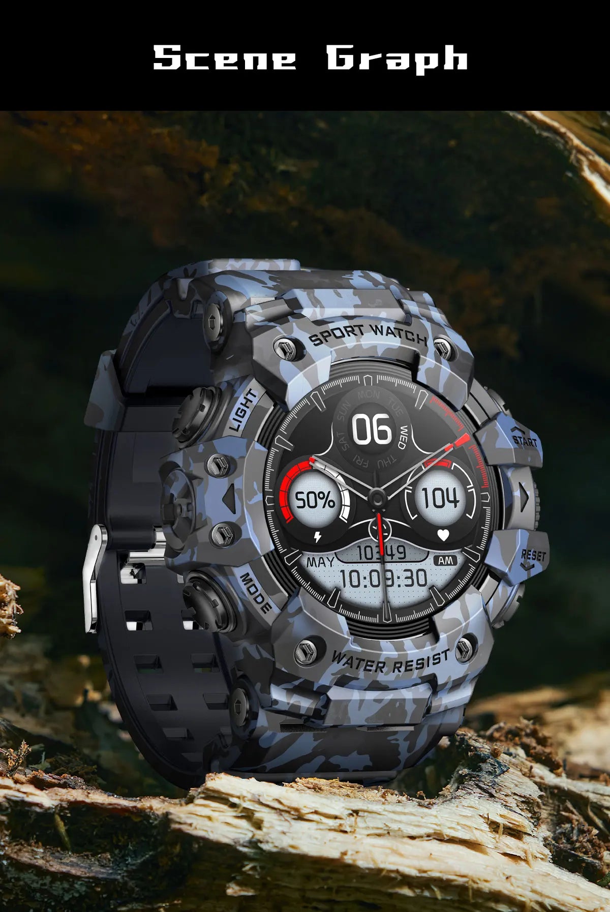 2025New Outdoor Fitness Activities Smart Watch Men Hiking Pedometer Compass LED Flashlight IP68 Waterproof Call Smartwatch