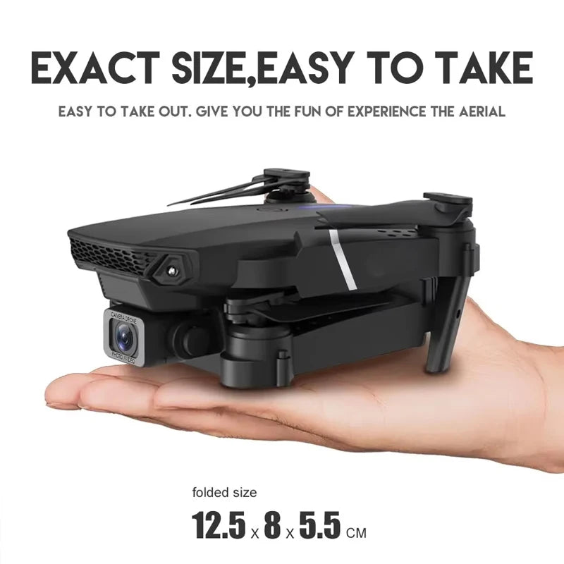 Drone Foldable Wings, Dual Cameras for Aerial Photography, 360° Rotation, One-Click Takeoff, Portable Rechargeable Battery
