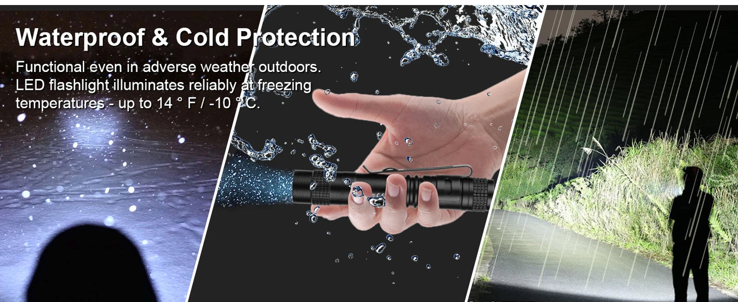 Portable Mini LED Pen Flashlight Waterproof Pocket Torch Handheld Light for Outdoor Camping Hiking Car Repair Emergency Home Use