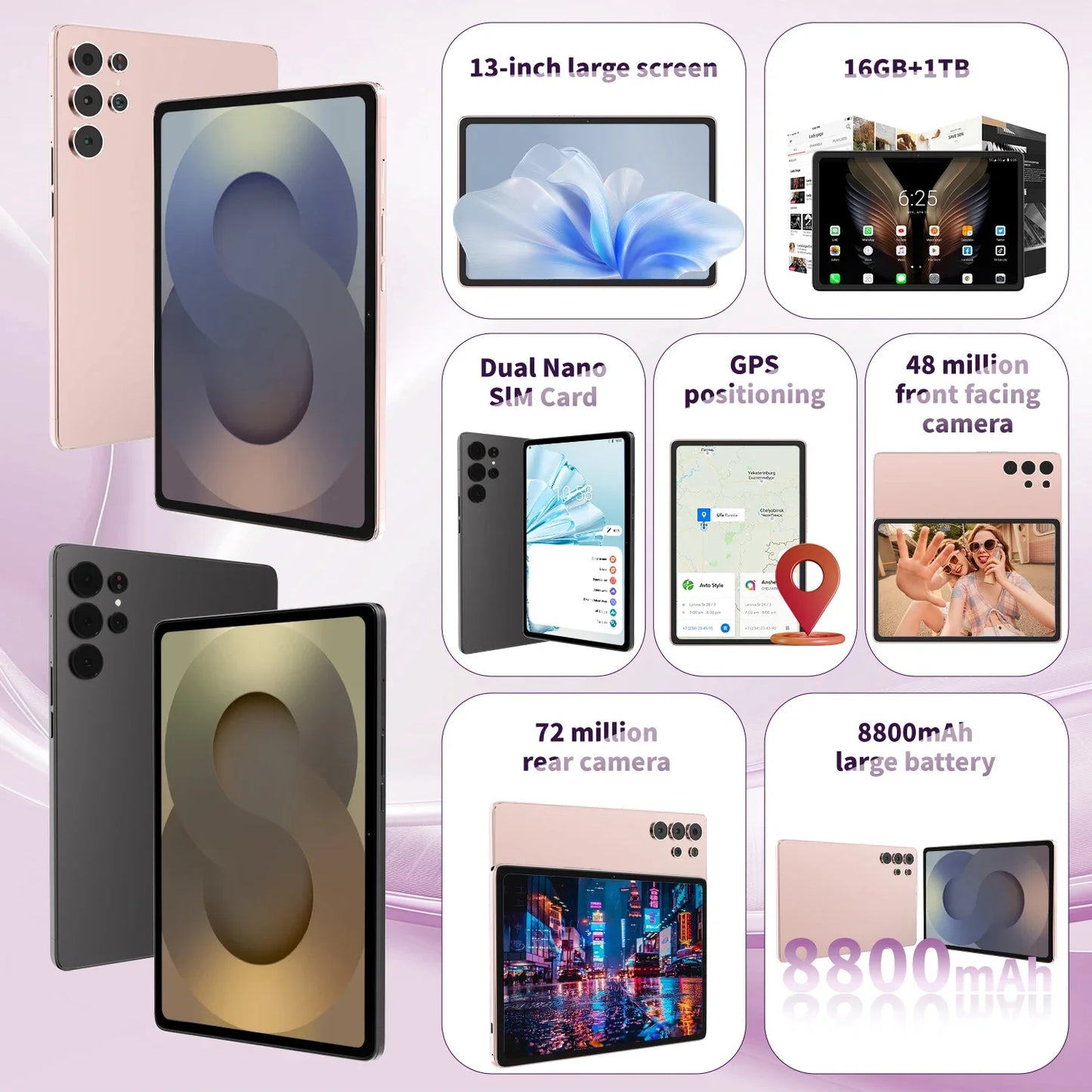 2025 New original Tablet computer Pad 24Ultra Snapdragon 8gen3 13-inch Android 13.0 Dual 5G Network Bluetooth WiFi 16GB+1TB