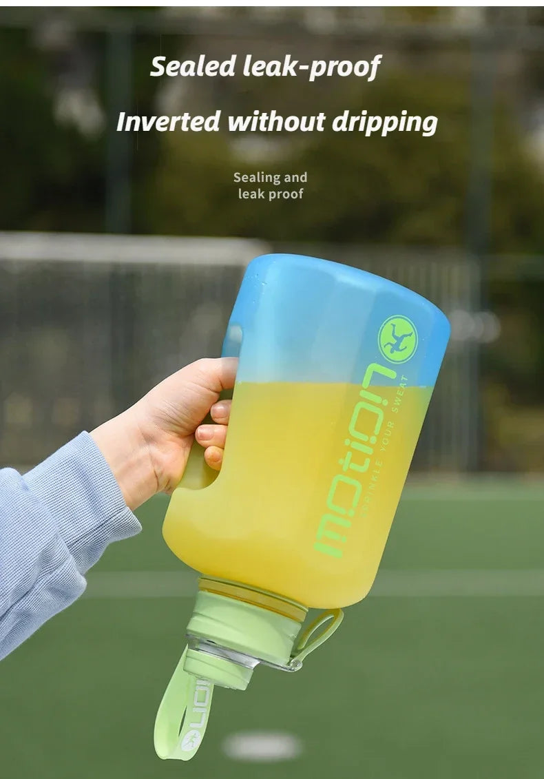 1pc 2L Sports Straw Large Capacity Fitness With Straw Outdoor Plastic Portable Water Bottle With Scale Gradient Kettle