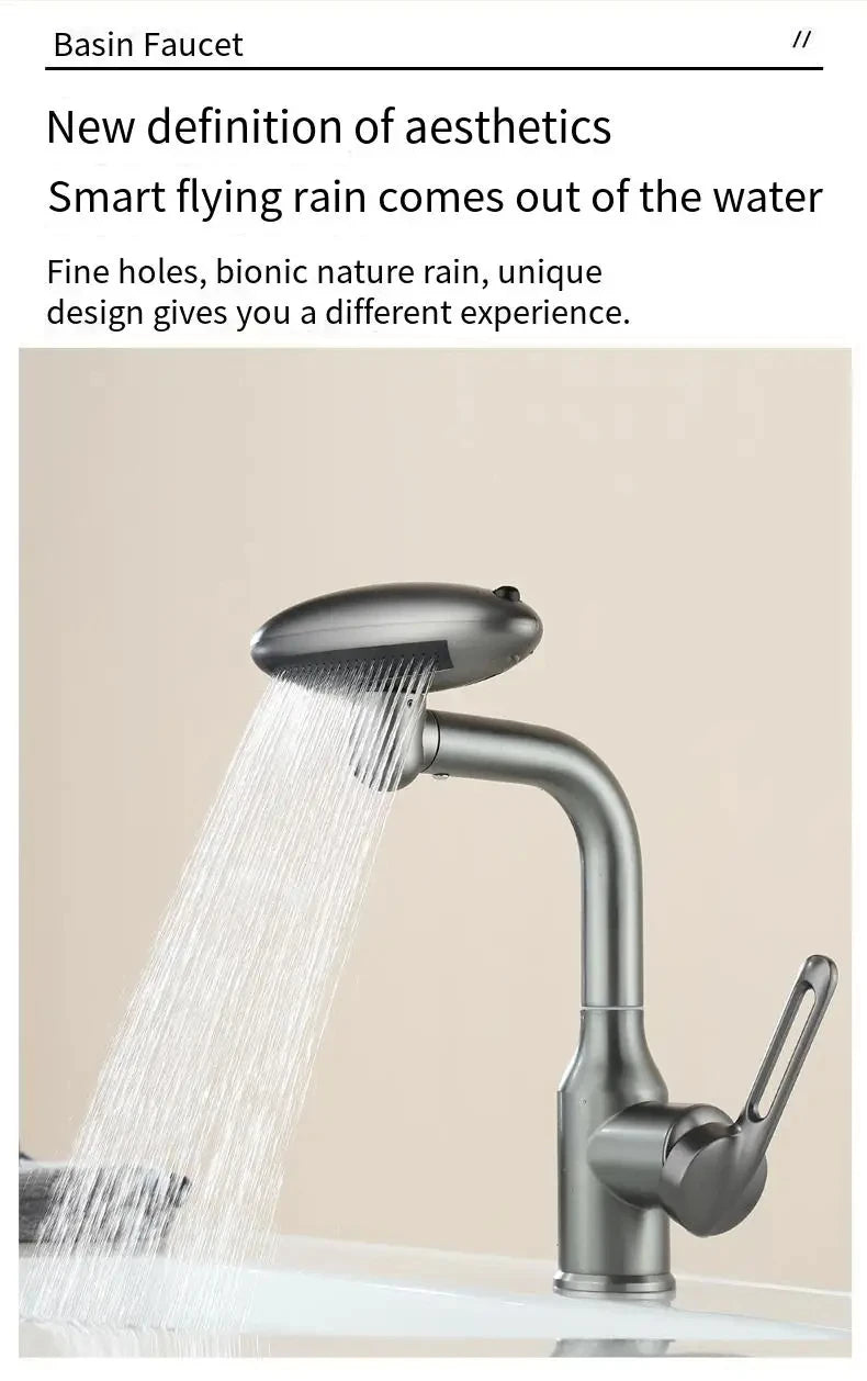 Torneira multifuncional para cascata, 4 modo de saída de água, torneira de pulverização, Rotação 360 °, água quente e fria, mist