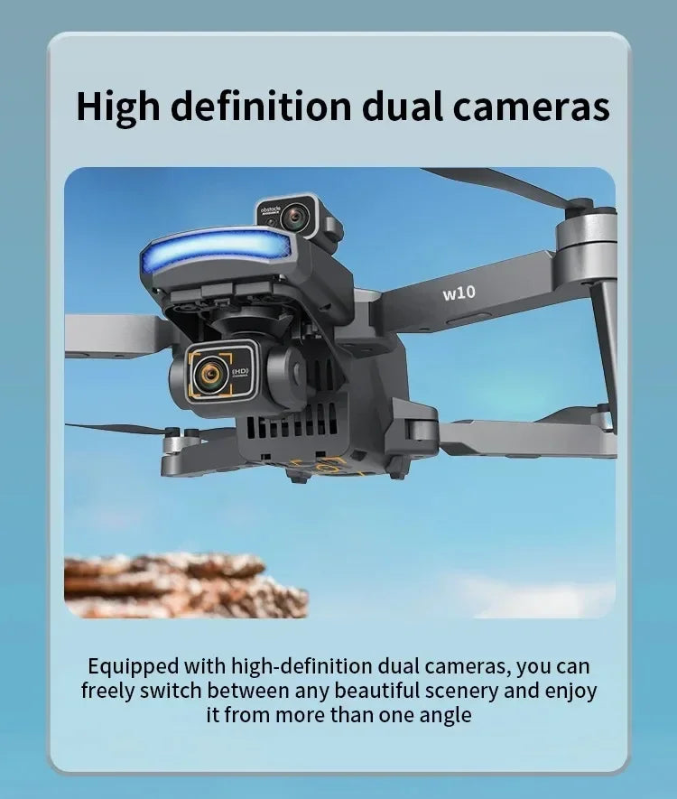 Drone W10 with 4.5 Inch Screen 3-Axis Anti-shake Gimbal Drones 4K Aerial Brushless RC Quadcopter 5G GPS 8K HD Cameras EIS Dron