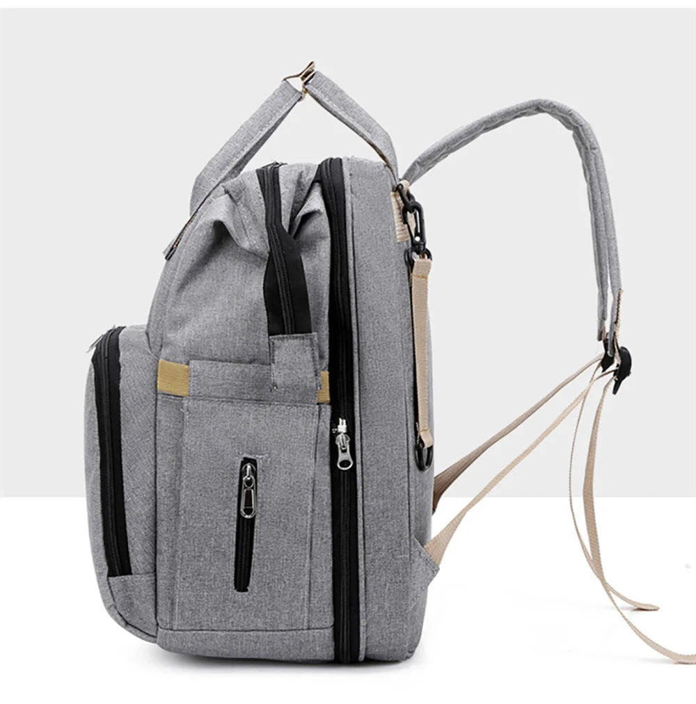 New Folding Mommy Bag Lightweight Portable Folding Crib Bed Large-capacity Baby Backpack Mommy Baby Diapers Bags Outting Bag