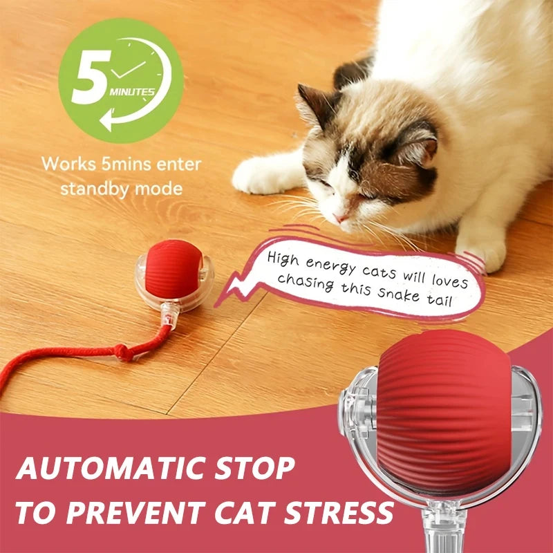2025 Rechargeable Auto Interactive Cat Ball with Faux Tail Wireless Smart Motion Sensor Cat Toy for Indoor Cats Pet Accessories