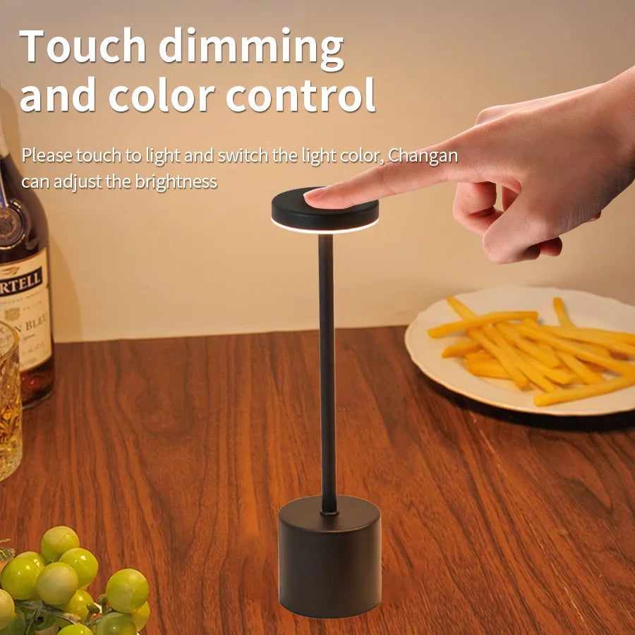 Creative Ambient Table Lamp USB Rechargeable Night Light Stepless Dimming Touch Desk Lamp 3 Colors Bedside Lamp Hotel Bar Decor