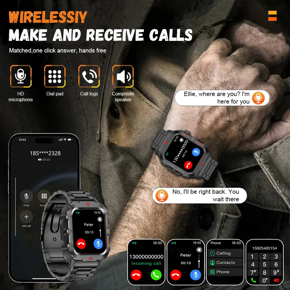KESHUYOU 2025 New Sports Smart Watch Bluetooth Talk LED Flashlight Multi-function Outdoor Sports Smart Watch for Men Women