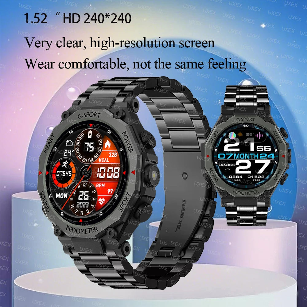 Outdoors Watches Men And Women 1.52”HD Bluetooth Call Health Tracking Alarm Clock Flashlight Sports Multifunction SmartWatches