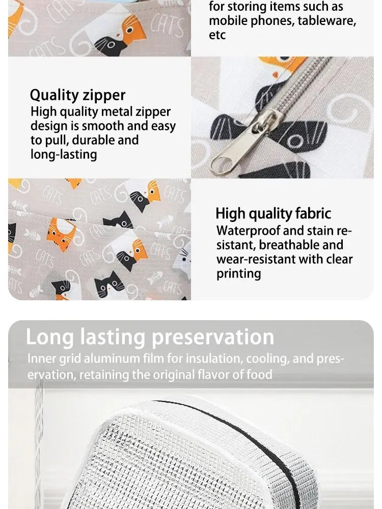 Cartoon Cute Portable Tote Lunch Box Bento Box Animal Pattern Lunch Bag Insulated Food Bag Lunch Box Bag Picnic Bag