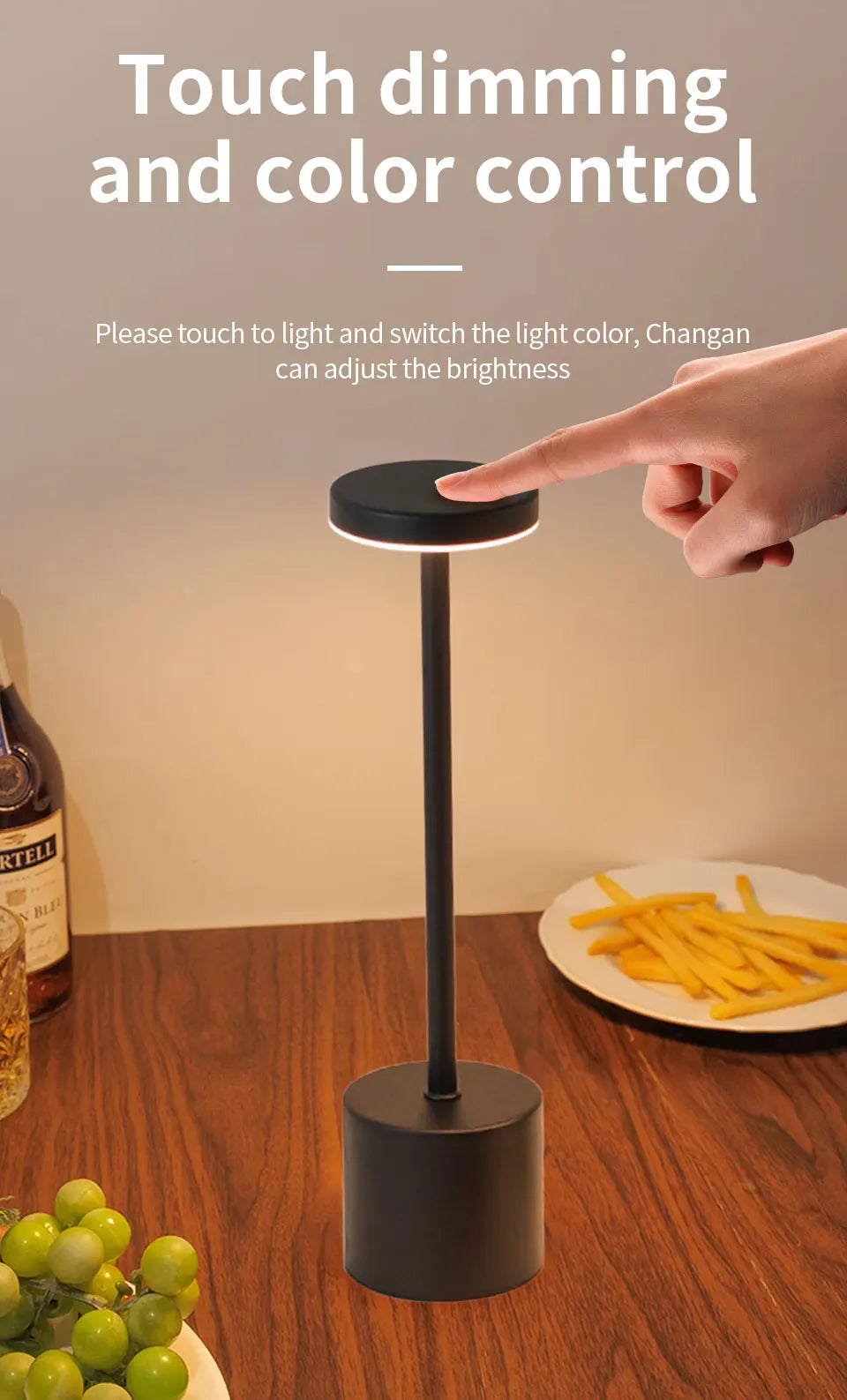 Creative Ambient Table Lamp USB Rechargeable Night Light Stepless Dimming Touch Desk Lamp 3 Colors Bedside Lamp Hotel Bar Decor