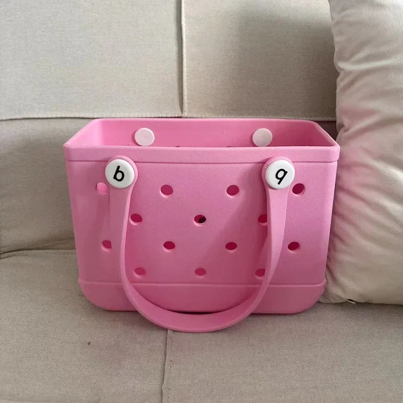 Waterproof Summer Storage Basket Mini Kid Beach Bogg Bag Women Shopping Bag Picnic Rubber Jelly Tote Bogg Bag Kid Purses