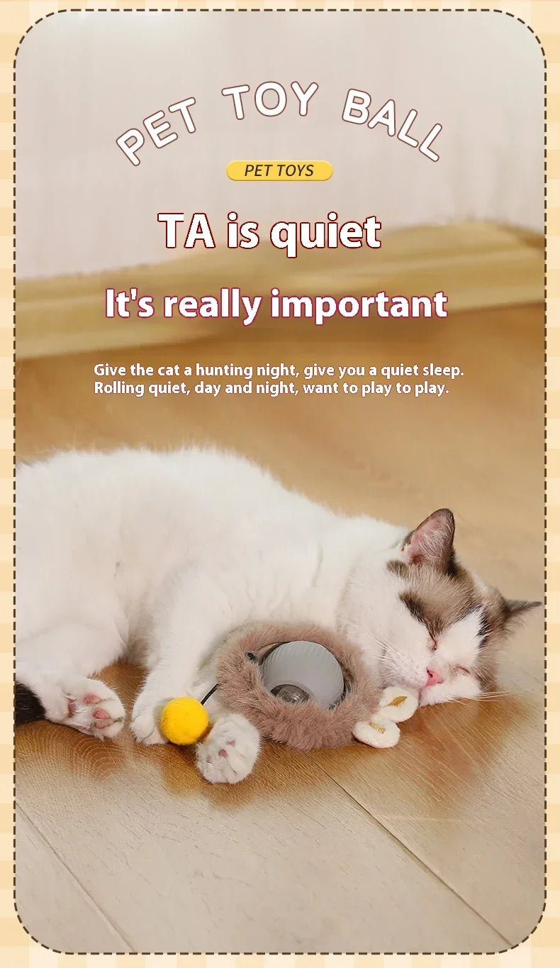 Smart Interactive Cat Toys Ball Auto Electric Rolling Ball Toys for Cat Kitty Pet Automatic Training USB Rechargeable Cat Toy