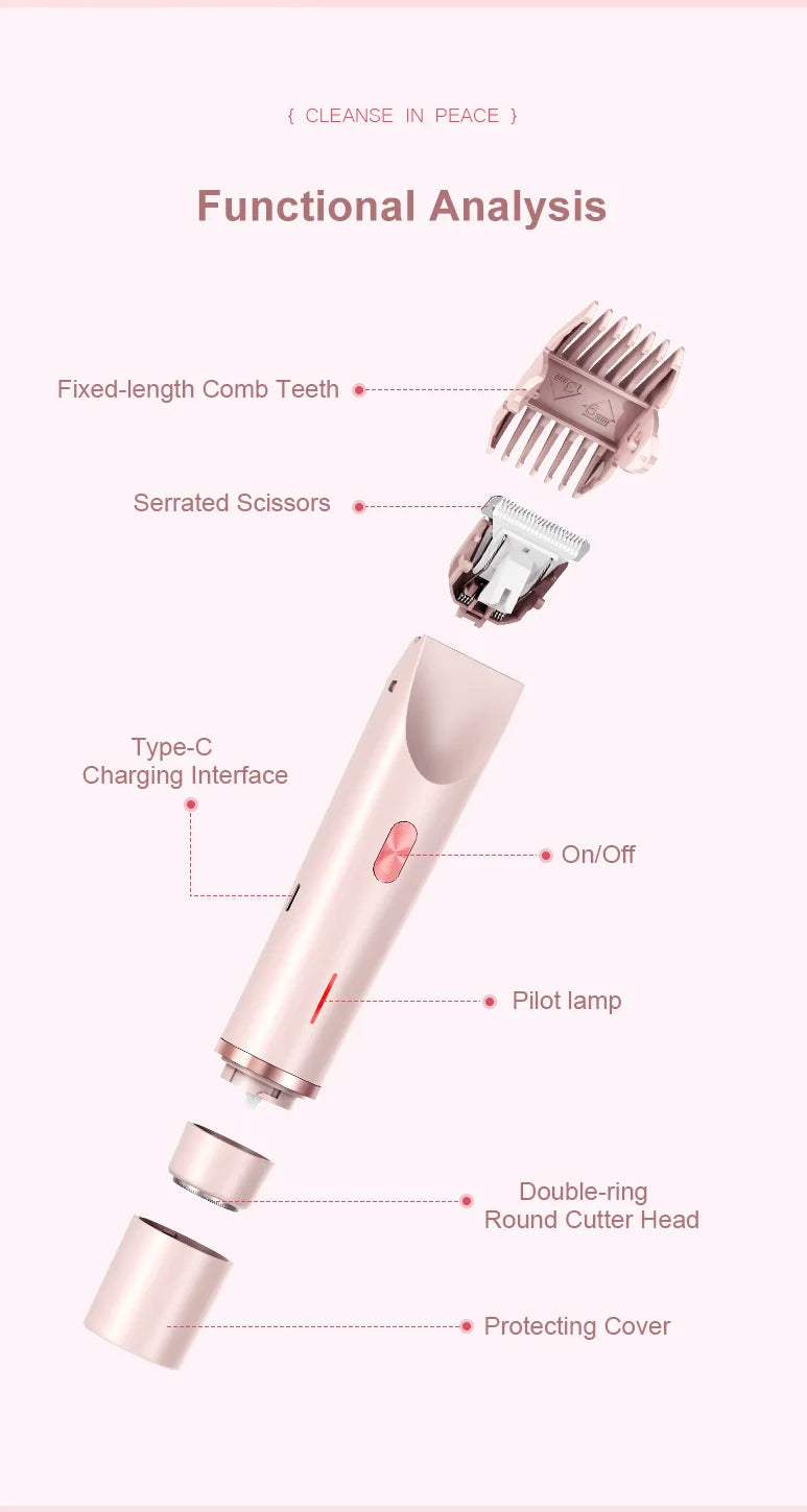 Dual Head Hair Removal for Women Portable Float Blade R-shaped Head Wet Dry Use Waterproof Painless Facial Trimmer Body Epilator