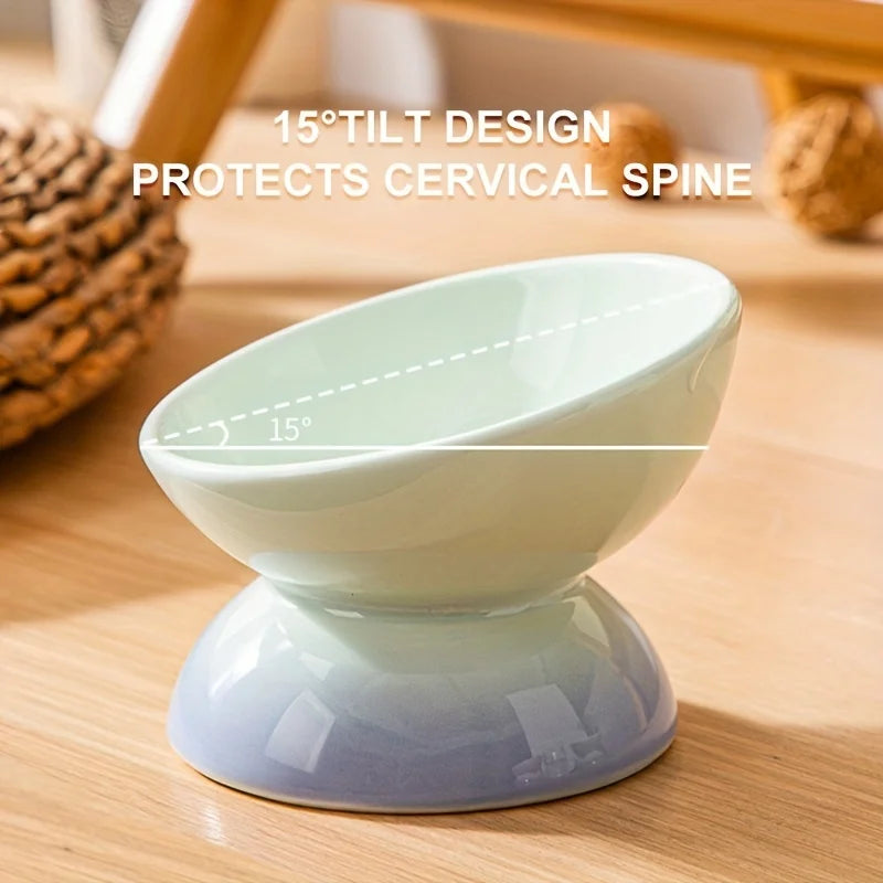 Cat bowl,Ceramic Elevated Pet Food Bowls - Perfect for Dogs and Cats - Reduces Neck Strain and Improves Digestion