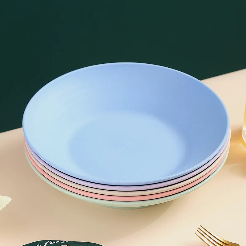 Wheat Straw Soup Bowl Microwavable Plastic Tableware Fruit Salad Bowls Cereal Ramen Pasta Dishes Dinner Plate kitchen Utensils
