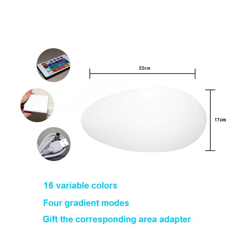 Garden LED Stone Light Lawn Lamp Outdoor Landscape Lighting Remote Control Home Floor Lamp Camping Party Decoration Cobble