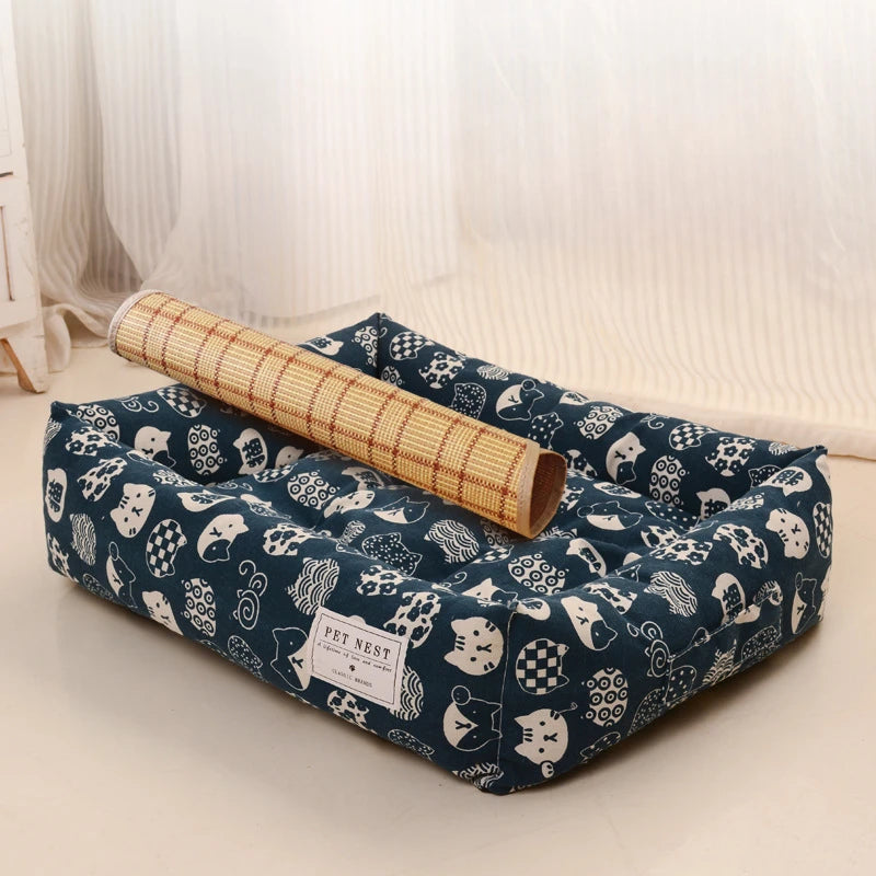 Creative Printed Square Dog Nest Pet Nest Four Seasons Universal Removable Washable Summer Pet Cat Nest Dog Nest