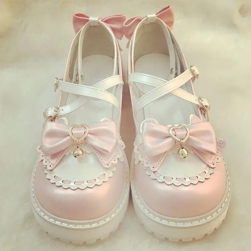 2025 New Autumn Lolita Shoes Bow Cute Soft Girl Wild College Style JK Uniform Round Head Small Leather Shoes Kawaii Shoes