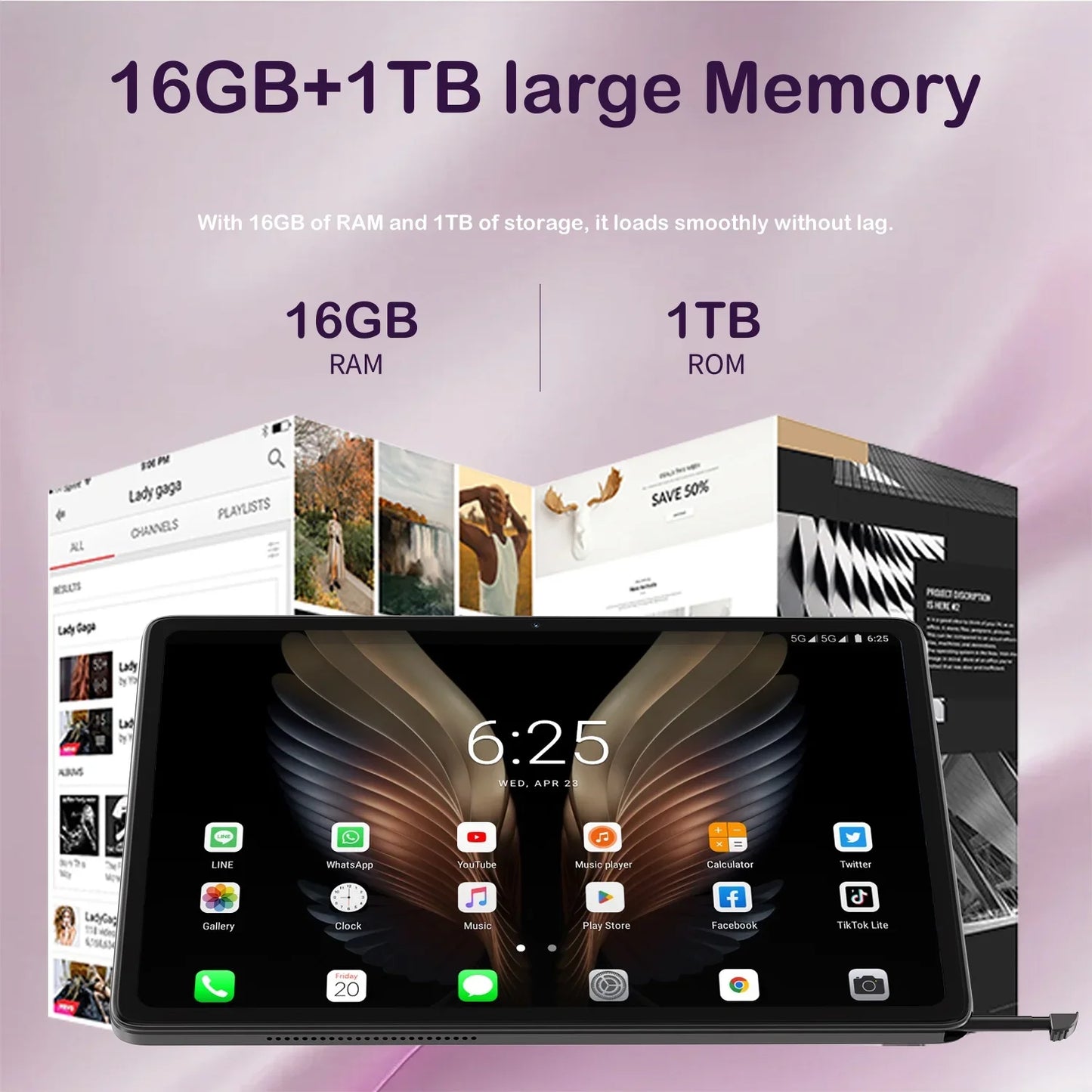 2025 New original Tablet computer Pad 24Ultra Snapdragon 8gen3 13-inch Android 13.0 Dual 5G Network Bluetooth WiFi 16GB+1TB