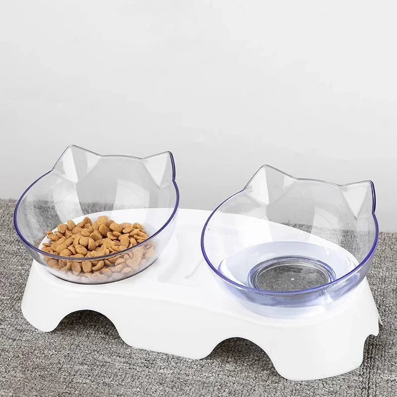 Pet Double Bowl Cat Bowl Dog Bowl with Stand Transparent Double Bowl Pet Feeding Cat Water Bowl Cat Food Pet Bowl Dog Feeder