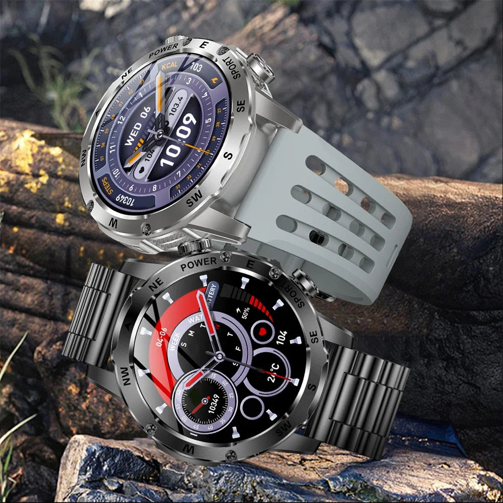 Outdoors Smart Watch Men Women BT Call Health Music 800Mah Battery Smartwatch Flashlight Compass Sports Fitness IP68 Waterproof