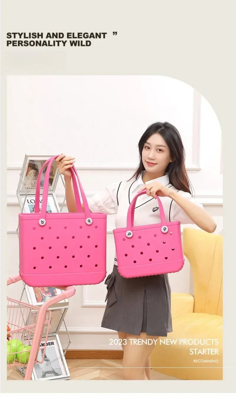 Waterproof Summer Storage Basket Mini Kid Beach Bogg Bag Women Shopping Bag Picnic Rubber Jelly Tote Bogg Bag Kid Purses