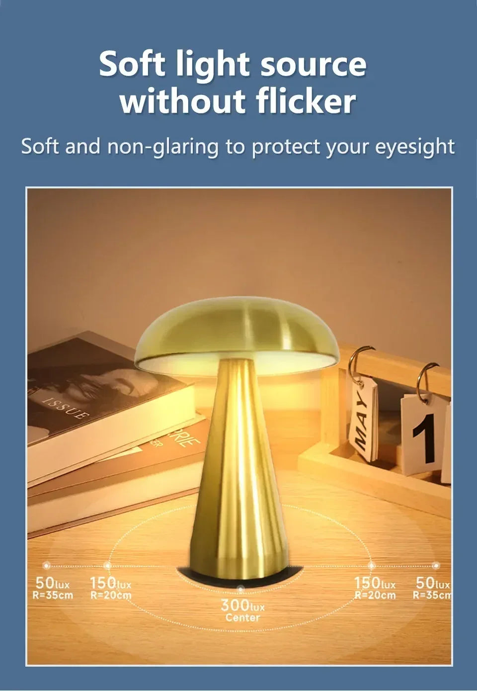 Retro LED Night Light Mushroom Touch Sensor Desk Lamp Rechargeable Reading Lights For Bedroom Restaurant Bar Decor Lighting