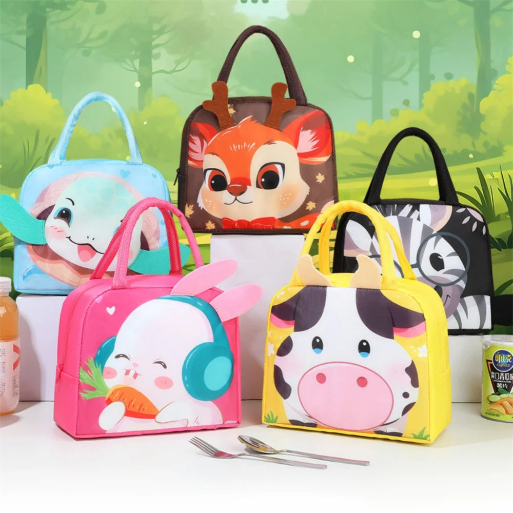 Cartoon Animals Children's Lunch Bag Portable Cartoon Handbag Thickened Insulation Fresh Refrigerated Bag Children's Bag