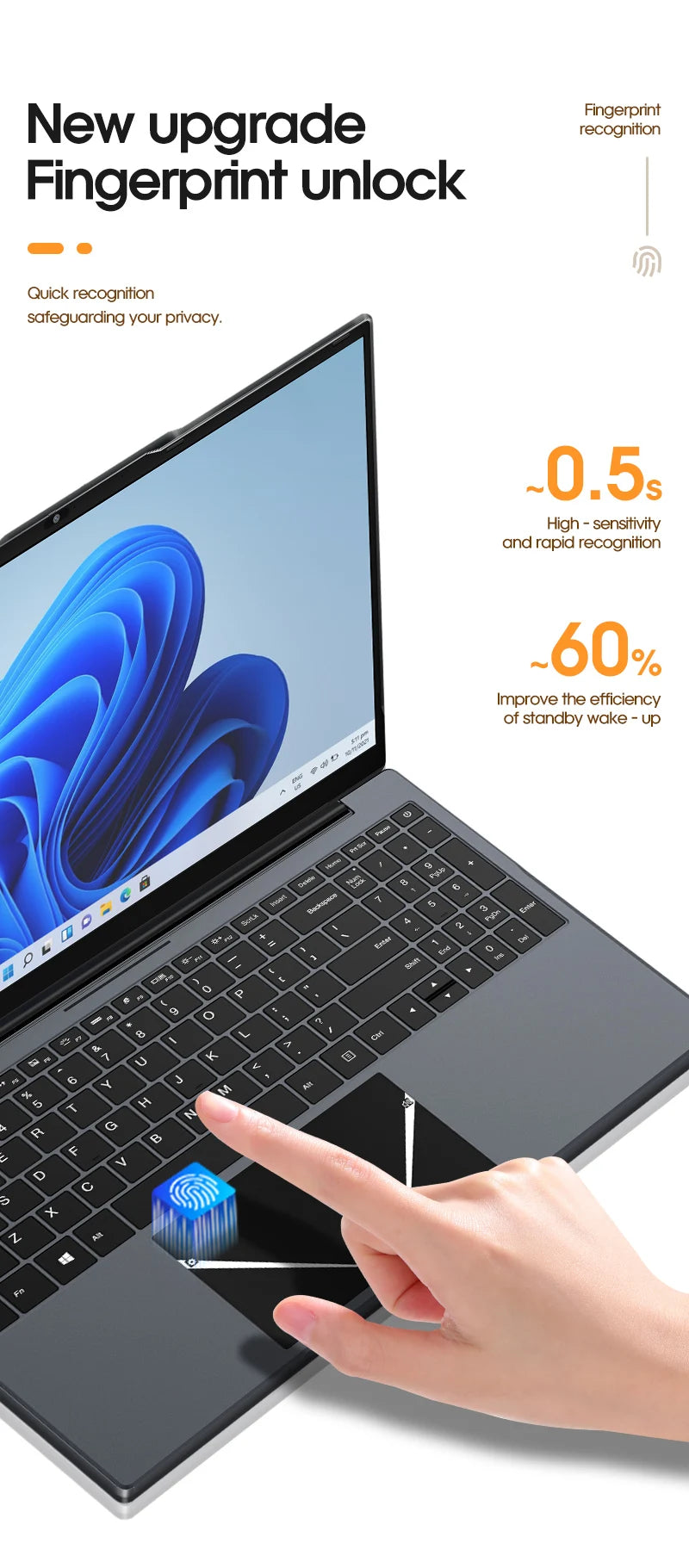 Laptop 15.6 Inch Intel N5095 Windows 10 Notebook Computer 16GB DDR4 512GB SSD 4000mAh Business Study Gaming Portable Laptop