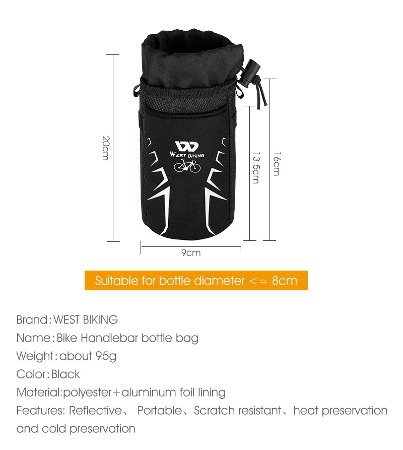 WEST BIKING Bicycle Bottle Holder Cycling Water Bottle Carrier Reflective Pouch Kettle MTB Road Bike Handlebar Bag Accessories