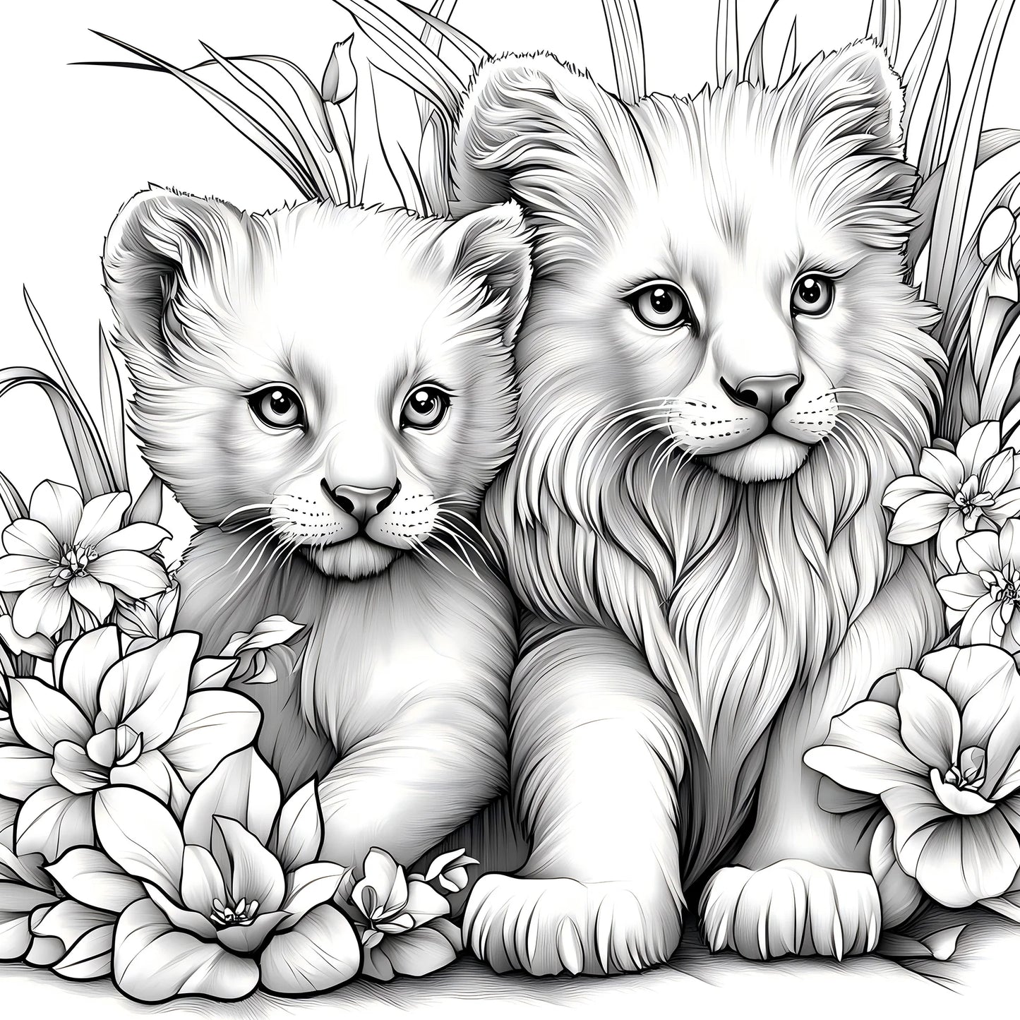 Animal Paradise Coloring Book for Adults - Therapeutic Art Therapy Featuring Cute Cats and Floral Designs