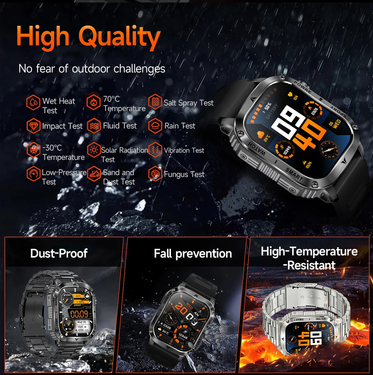 LIGE New Premium Military Smart Watch Men Flashlight Waterproof Outdoor Sport Tracker Bluetooth Call Smartwatch 400mAh Battery