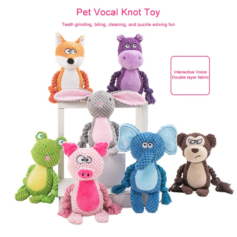 Stuffed Raw Small Dog Plush Interactive Toy Indestructible Bite Resistant Sound Puppy Squeaky Dogs Rattle For Pet Toys Supplies