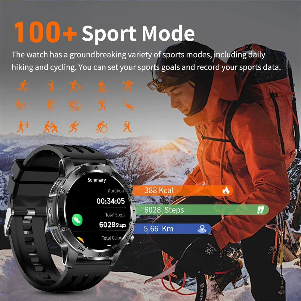 Outdoors Smart Watch Men Women BT Call Health Music 800Mah Battery Smartwatch Flashlight Compass Sports Fitness IP68 Waterproof