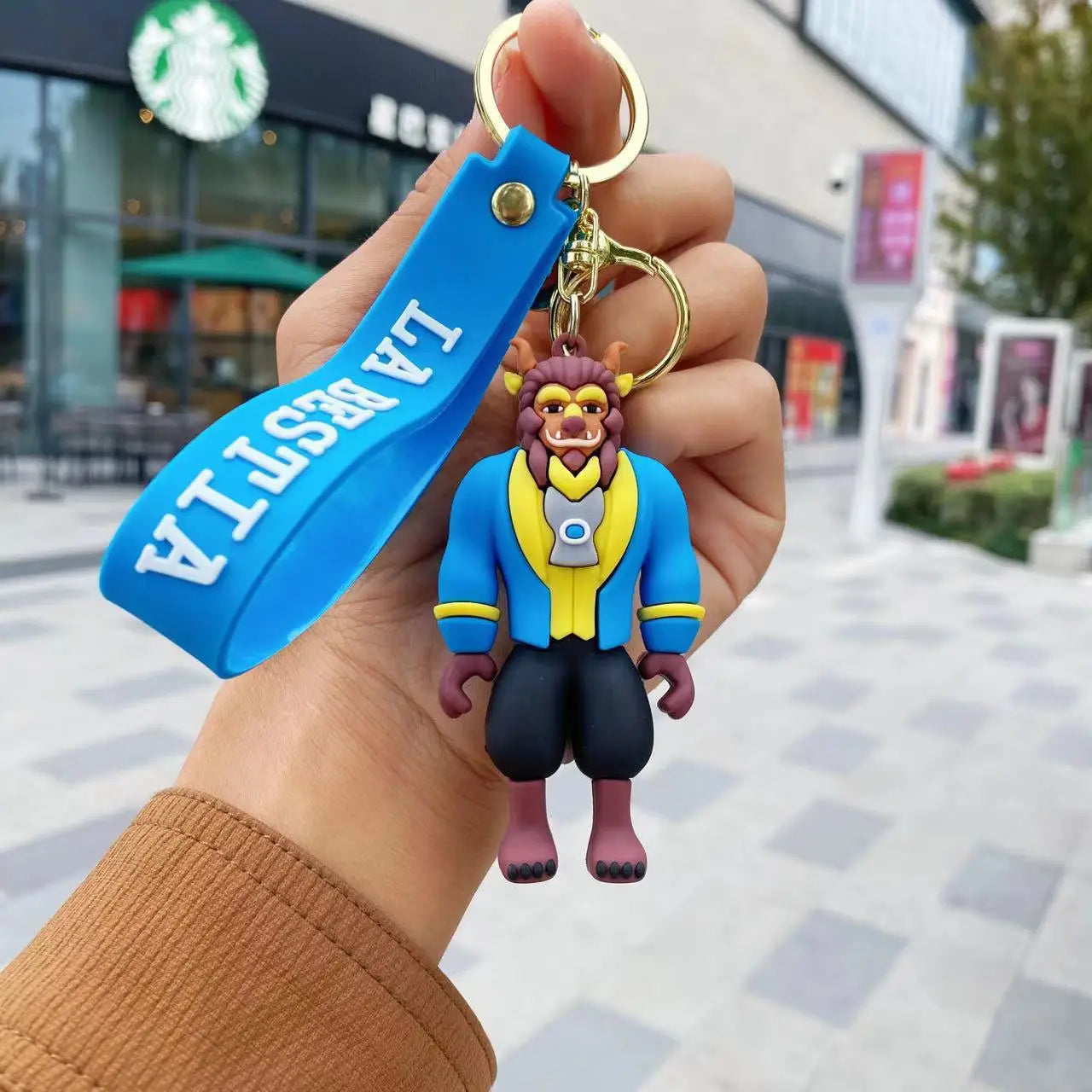 MINISO New Cute Anime Beast Princess Soft Rubber Doll Charm Keychain Couple Backpack Car Key Decoration Children's Party Gift