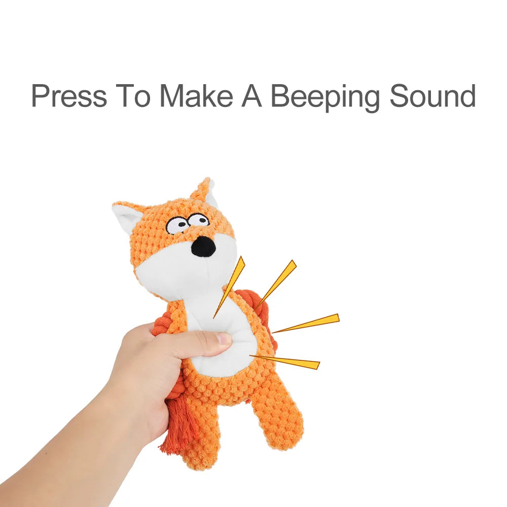 1pc Cartoon Animal Dog Toy Cute Plush Puppy Chew Pet Squeak Knot Toy Cartoon Rabbit Monkey