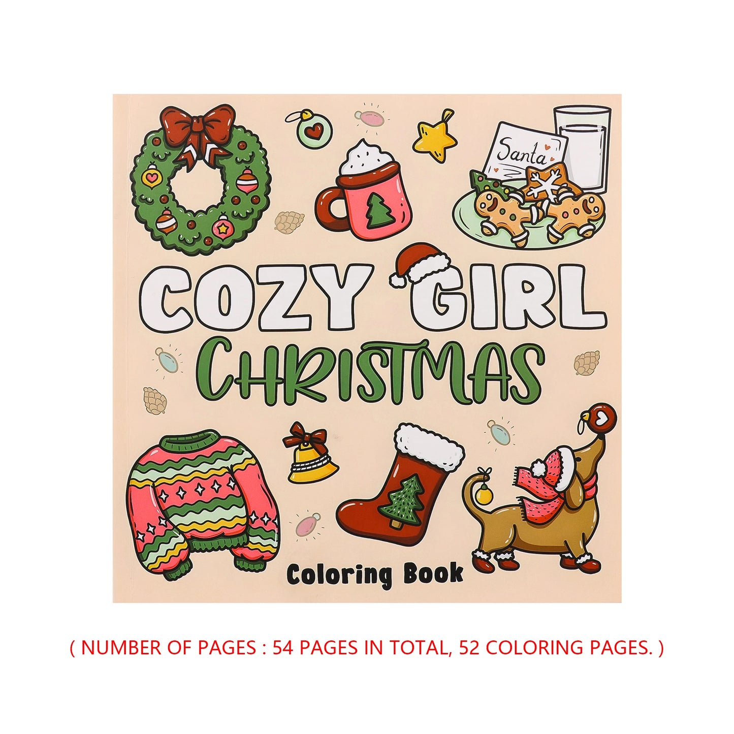 Coloring Book For Adults And Teens Featuring Adorable Christmas Creatures Cartoon Coloring Book To Relax In A Cozy Hygge Moment