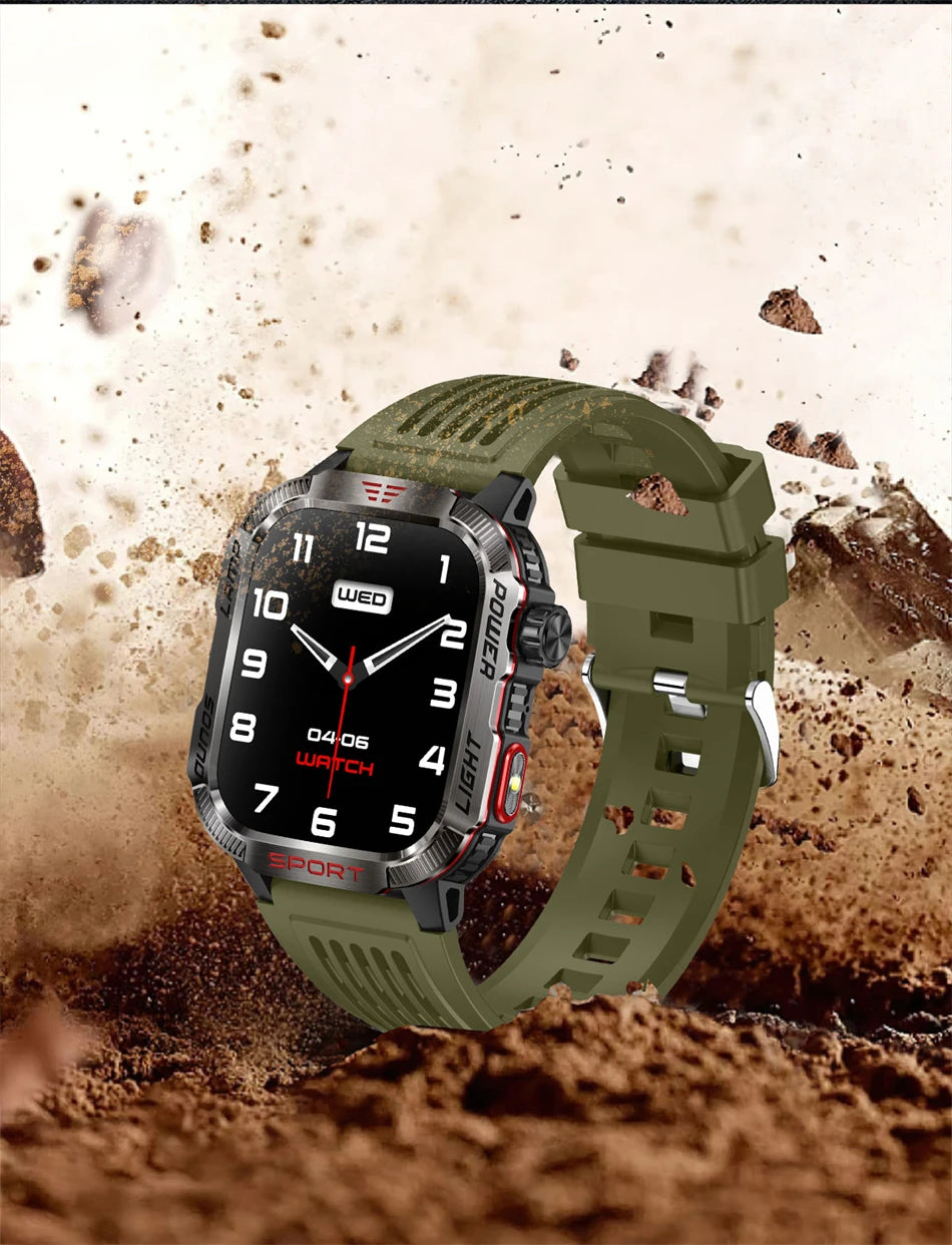 New Military GPS Smart Watch Men Flashlight Compass Waterproof 600mAh Battery Outdoor Sport Tracker Bluetooth Call Smartwatch