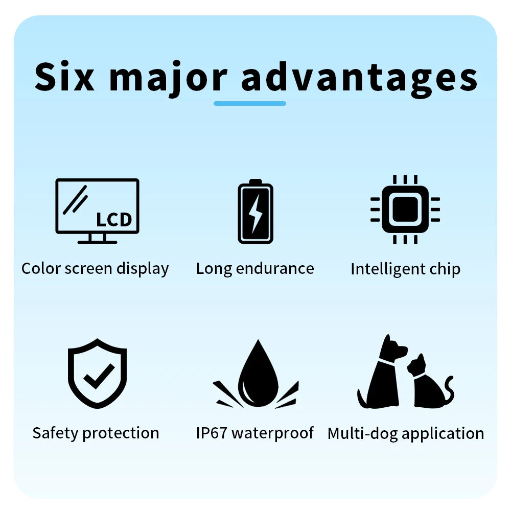 Color Screen Dog Collar Automatic Anti Barking Device IP67 Waterproof Rechargeable Dog Trainer Smart Barking Stopper for Pet Dog
