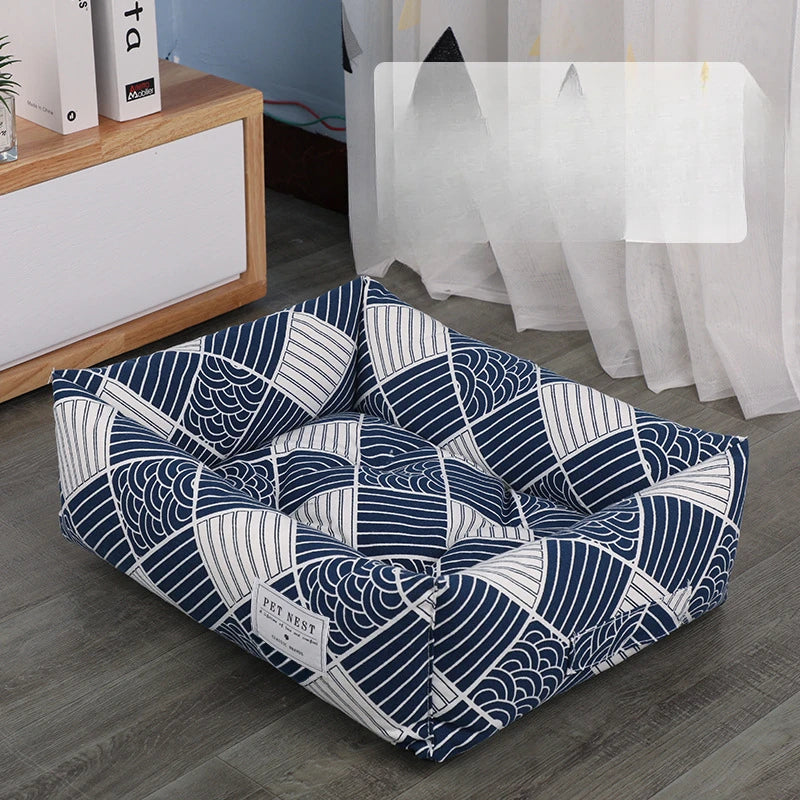 Creative Printed Square Dog Nest Pet Nest Four Seasons Universal Removable Washable Summer Pet Cat Nest Dog Nest